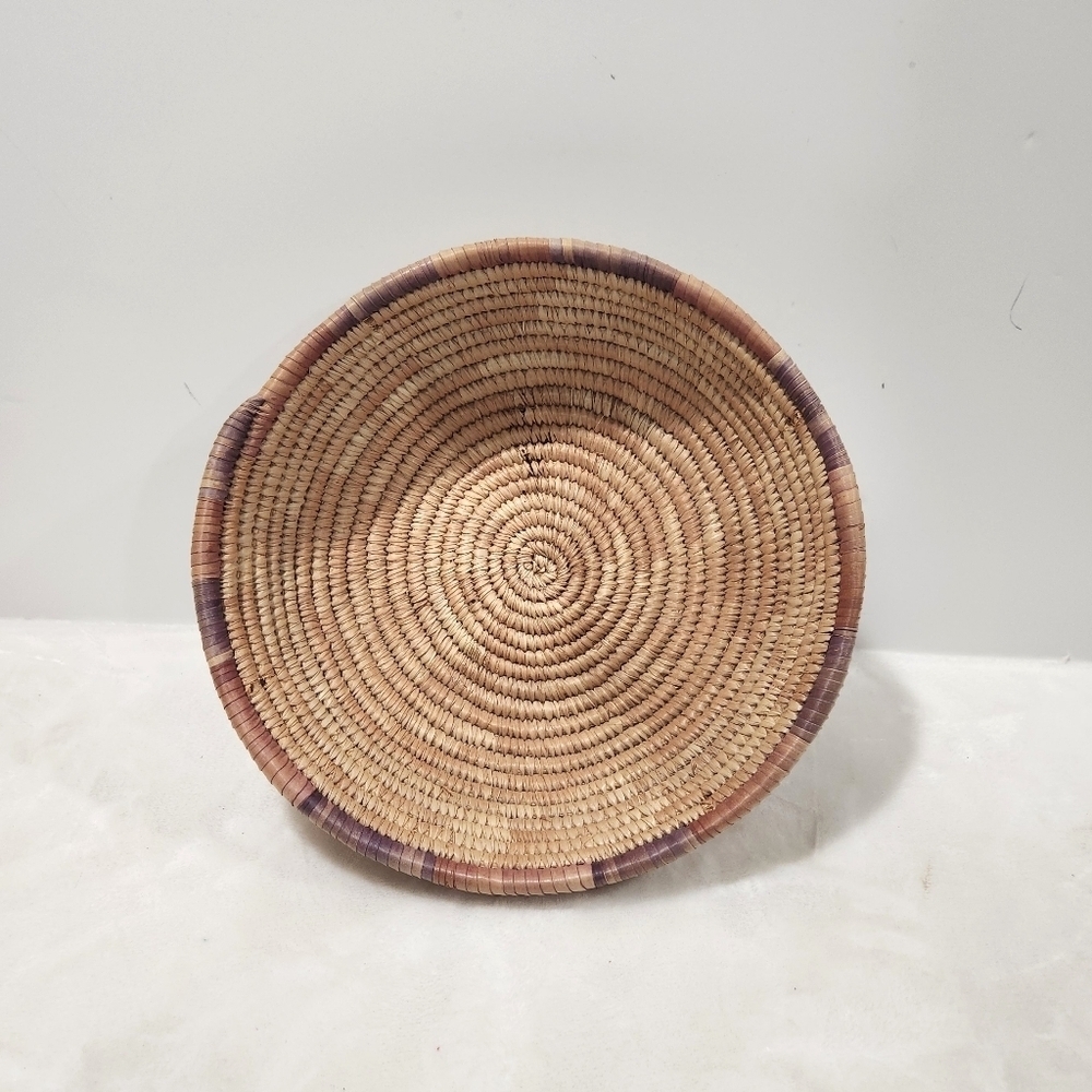 Boho Natural Woven Coiled Reed Grass Handmade Wall Art Decor And Basket - Picture 2 of 11